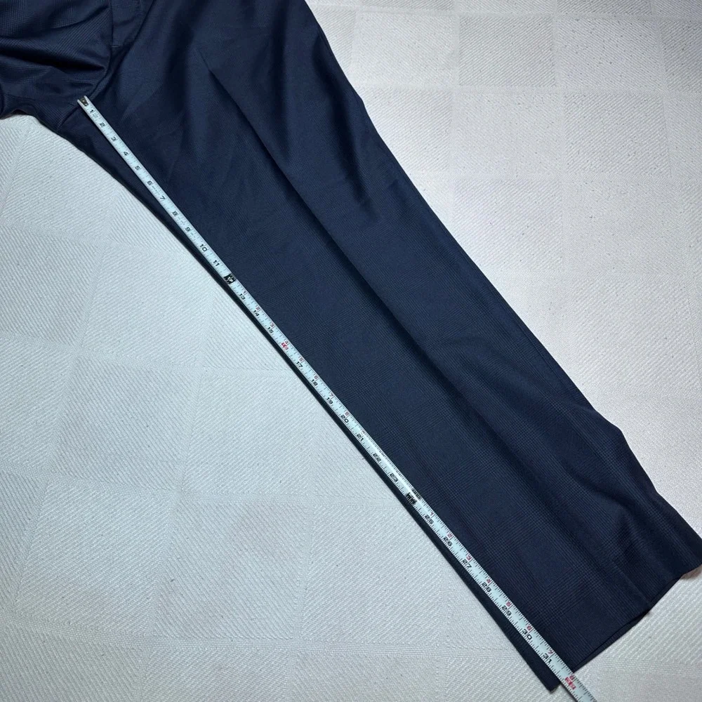 Banana Republic Dress Pants 36x32 Vitale Barberis‎ Canonico Wool Glen Plaid Navy